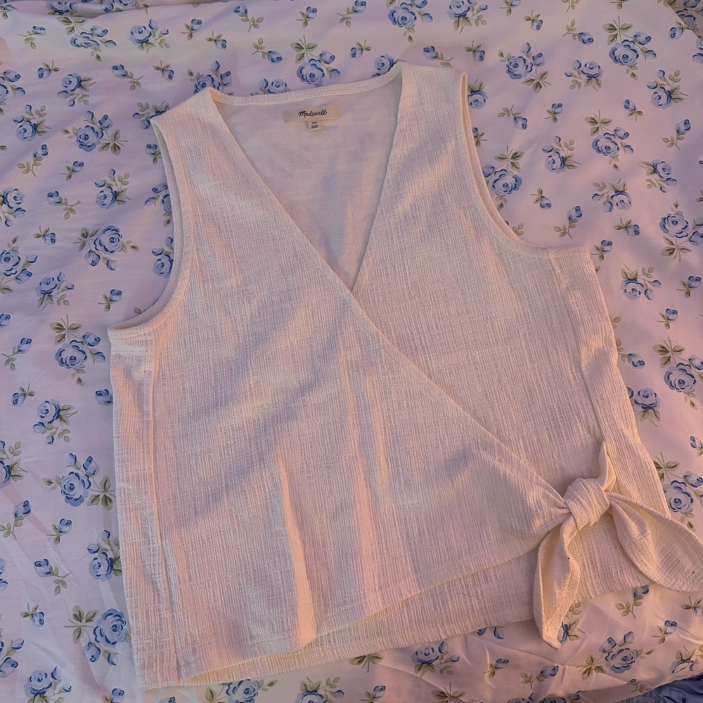 Madewell- Ivory Textured Wrap Camisole with Side Tie